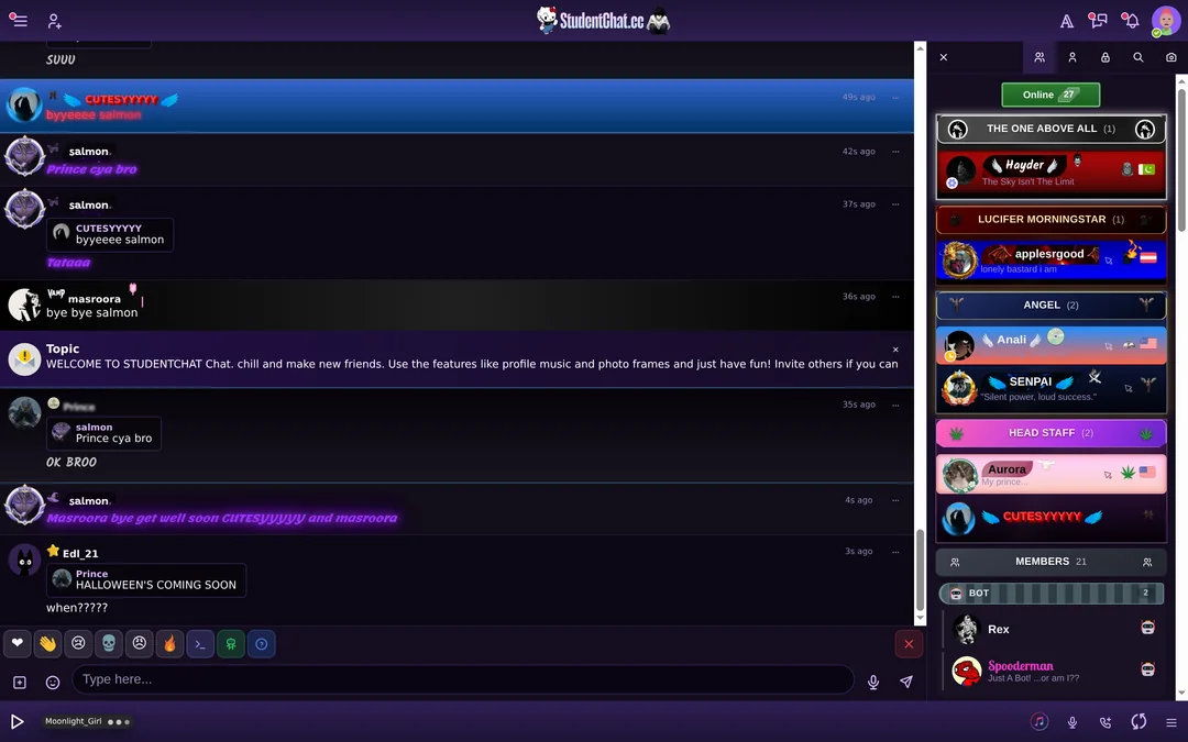Live chat rooms